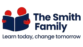 Logo of The Smile Family with a tagline about changing tomorrow today.