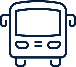 Minimalist blue bus front icon