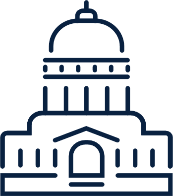 Icon of a bank building with a dome and columns.