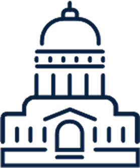 Icon of a classical government building with a dome.