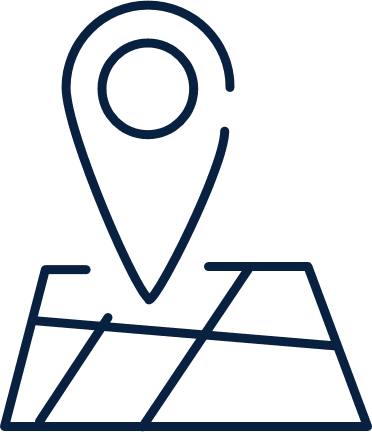 Outline map with location pin icon