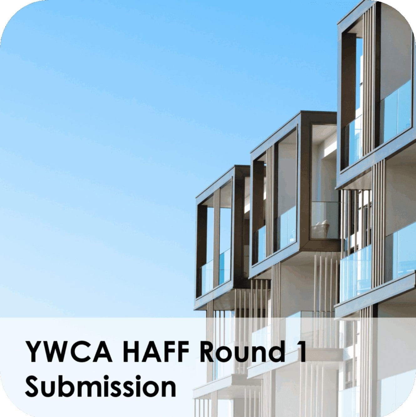 Modern building balconies under clear blue sky