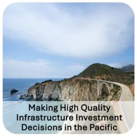 Scenic coastal bridge over cliffs with overlay text